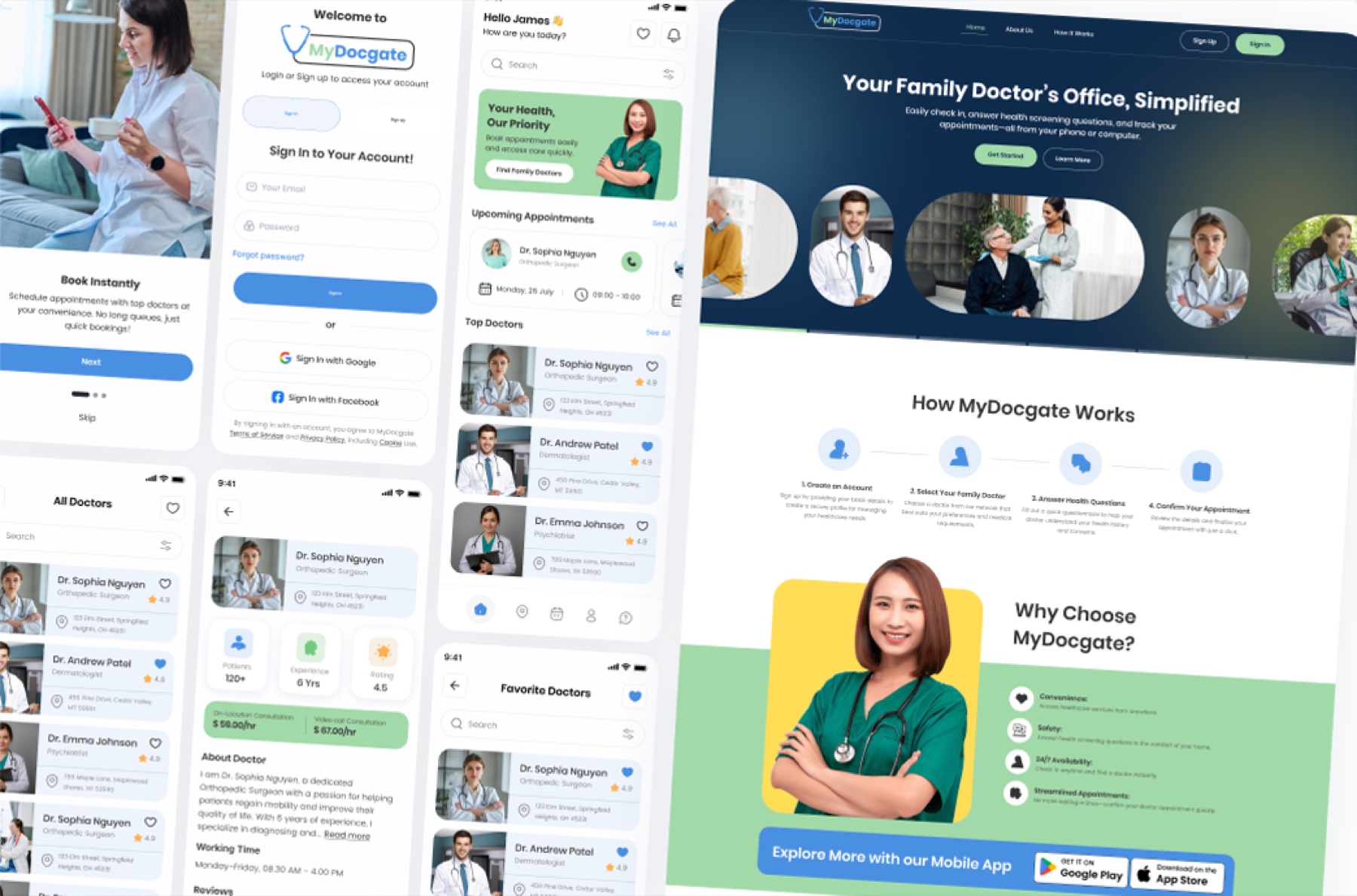 MyDocgate responsive healthcare web and mobile product concept