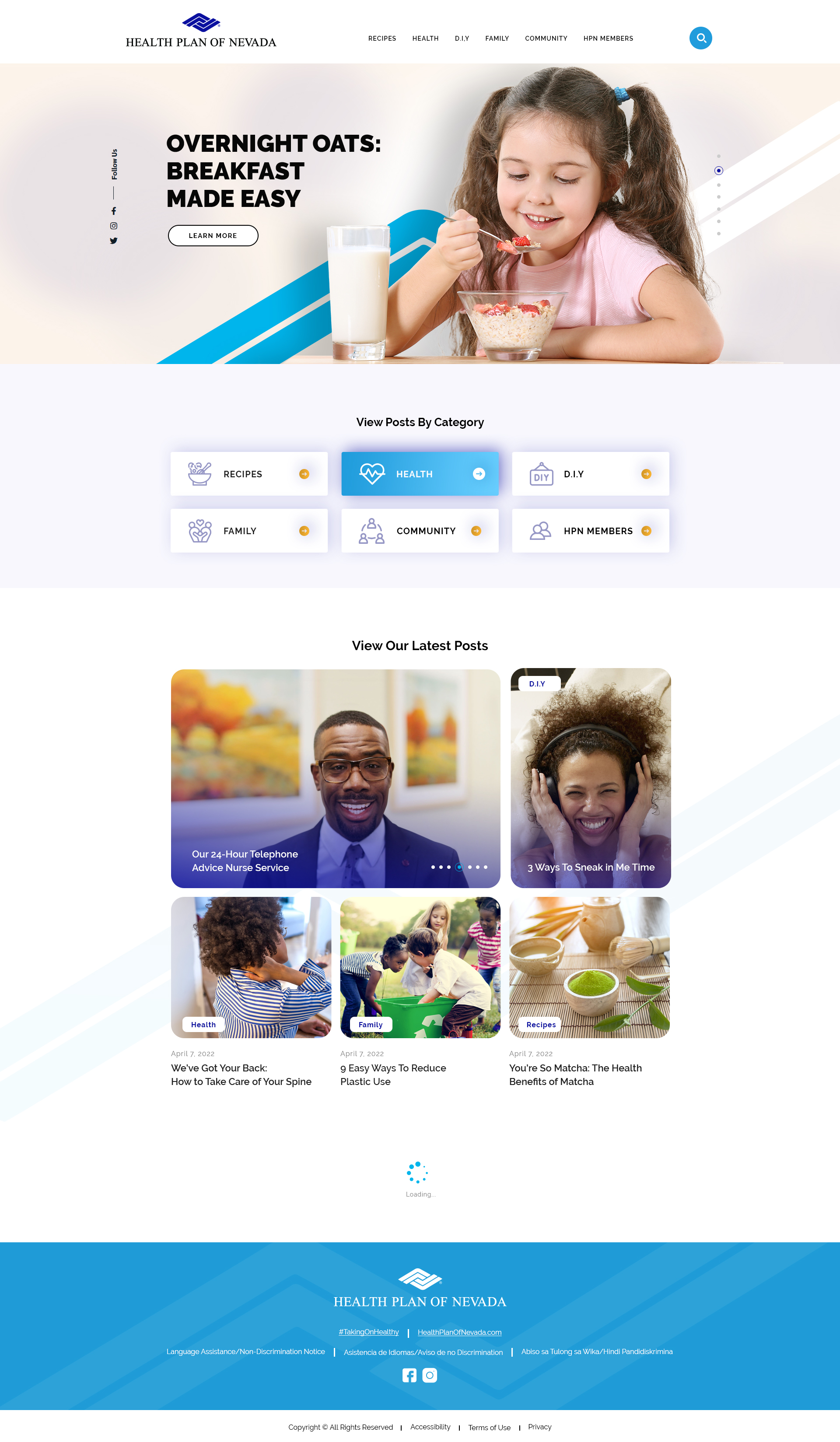 Health Plan of Nevada public website homepage