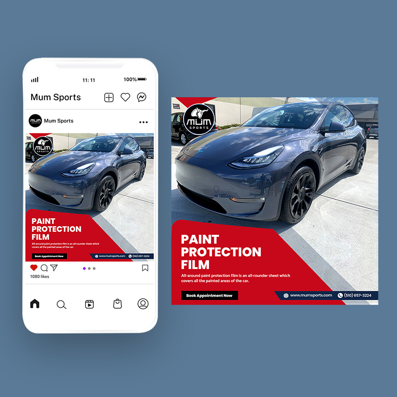 Automotive paint-protection campaign adapted to social feed and square formats